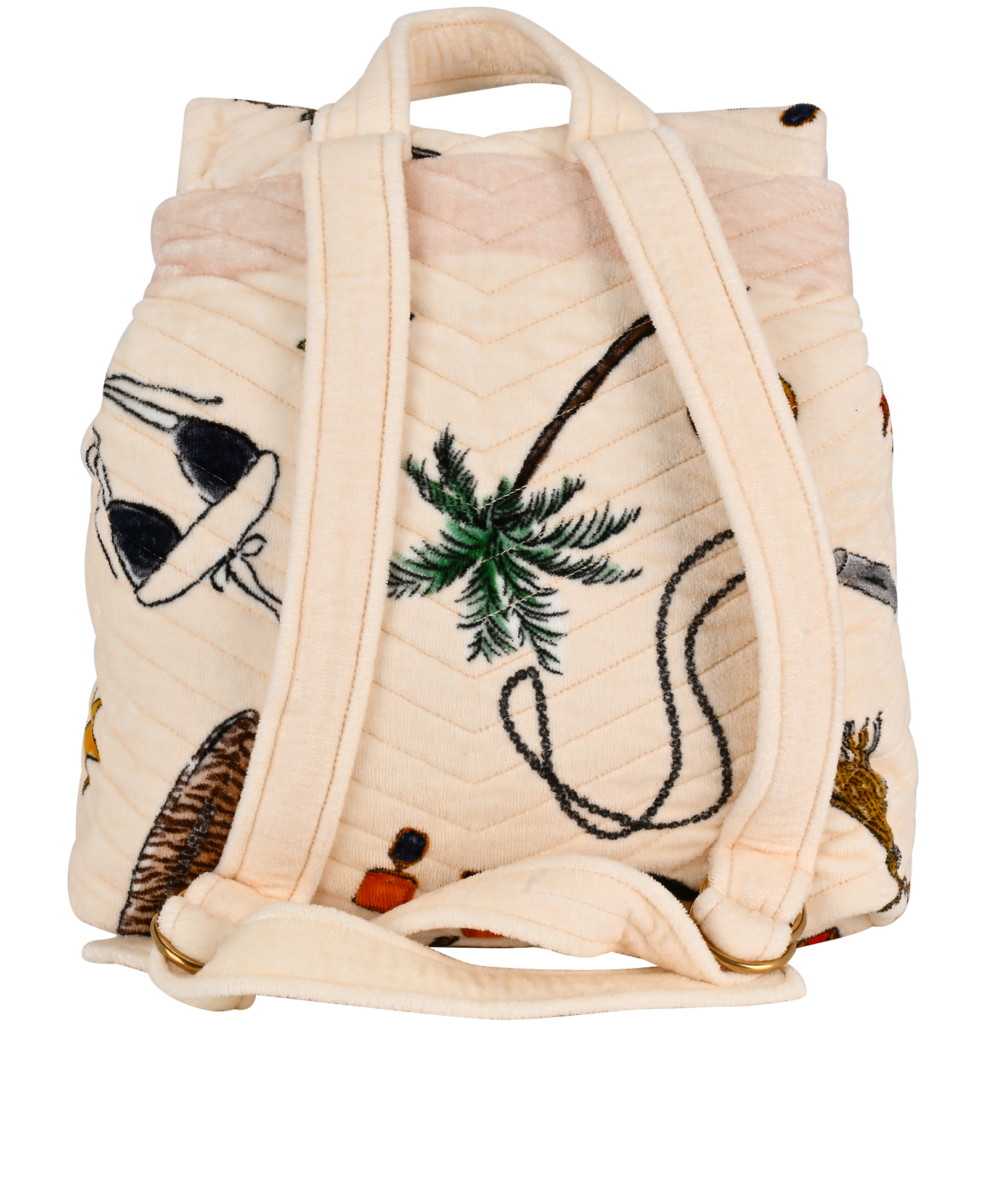 Summer-Print Quilted Terry Cloth Backpack, &pound;650, Handbags, Cream, Fabric, Back view